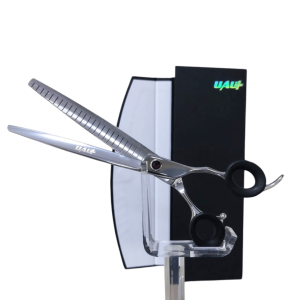 TESOURA TUBARAO REVERSA 8.5 PRATA C/ PEDRA LILAS BP01-RT 8.5